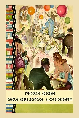 Mardi Gras New Orleans Louisiana Carnival Party Vintage Poster Repro FREE S/H • $38.04