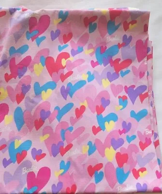 Barbie Fabric Mattel 2002 Hearts Blue Purple Pink Love 1.5 Yards NEW Vintage • $11.99