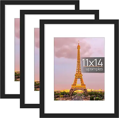 11X14 Picture Frame Set Of 3 Made Of High Definition Glass For 8X10 With Mat Or • $15.85