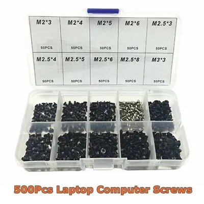£7.99 • Buy 500Pcs M2 M2.5 M3 Laptop Notebook Computer Screws Kit,Phillips Flat Head