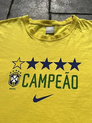 $59.99 • Buy Vintage 2002 Nike CFB Brazil Canpeao Soccer Futbol Yokohama Promo T-Shirt XL