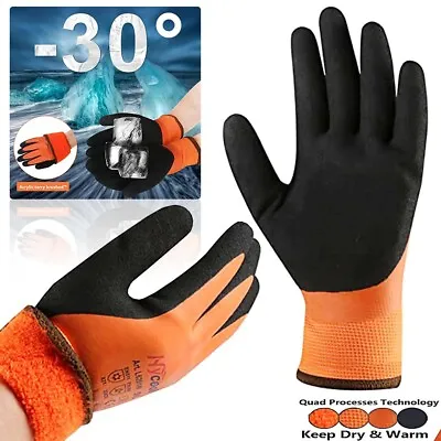 Waterproof Thermal Lined Winter Work Gloves Mens Freezer Warm Safety Gardening • £5.99