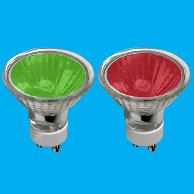 2x 50W GU10 Coloured Dimmable Halogen Reflector Spot Light Bulbs Lamps Downlight • £6.47