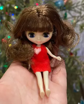 Mini Blythe Doll 4  Normal Body Shiny Face & Wavy Brown Hair Light Skin DIY Toy • $28.02