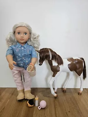 Yanira & Horse Foal Our Generation Fashion Doll 18  45cm Equestrian  • $39.99