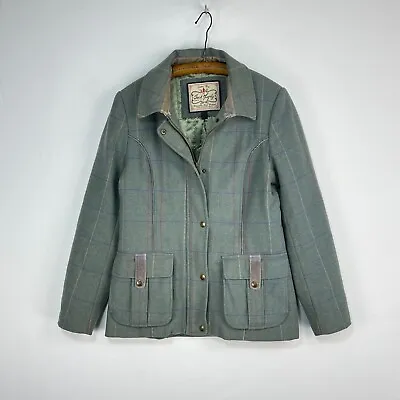 £45 • Buy Jack Murphy Tweed Field Coat Womens 12 Blue Check Wool Country Jacket Fieldcoat