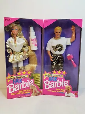 Hollywood Hair Barbie & Ken Doll Lot Of 2 1992 Mattel 2308 4829 Nrfb  • $99