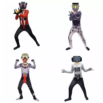 Kids Skibidi Toilet TV Man Horror Game Costume Jumpsuit Halloween Fancy Dress Up • $53.21