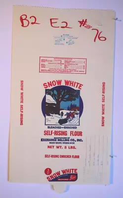 $15 • Buy Vintage Sack Paper Bag -  SNOW WHITE FLOUR, EXCHANGE MILLING, ROCKY MOUNT VA 94