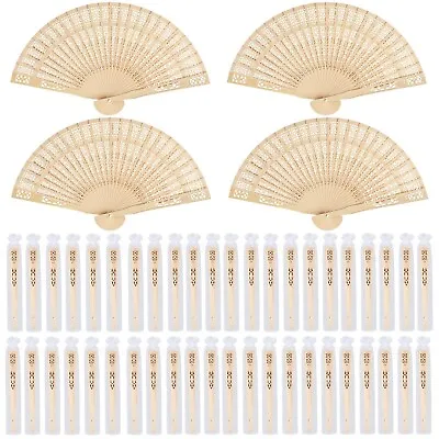 $60.99 • Buy MCEAST 48 Pieces Sandalwood Fans Wooden Folding Fans With Gift Bags Vintage H...