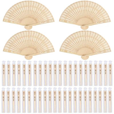 $60.99 • Buy MCEAST 48 Pieces Sandalwood Fans Wooden Folding Fans With Gift Bags Vintage H...