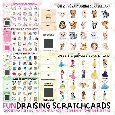 NEW Mix & Match Novelty Character Inspired Fundraising Raise Money Scratch Cards • £4.99