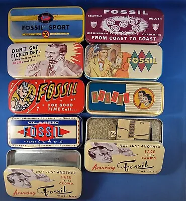 9 Vintage Lot Fossil Collectible Tins Watch 1990s Box 4 • $45