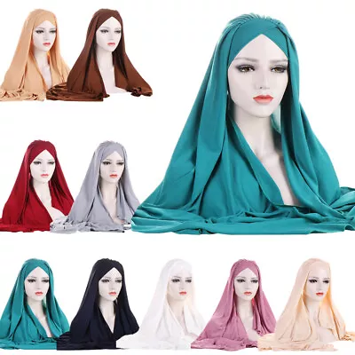 Muslim Arab Women Long Wrap Scarf Hijab Hat One Piece Islamic Headscarf Shawls • $11.80