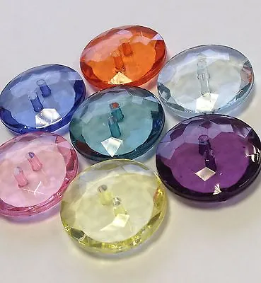 Clear Faceted See Through Buttons Colour/pack Sizes Available 40L/25mm • £3.75