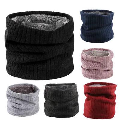 £4.42 • Buy Mens Neck Warmers Tube Winter Warm Knit Scarf Thermal Fleece Lined Circle Snood