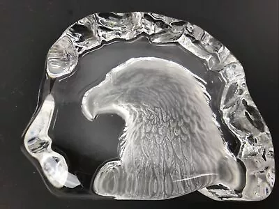 Cristal D'Arques Lead Crystal Etched Bald Eagle Head Profile Paperweight America • $14.99