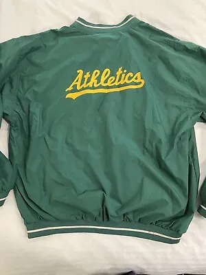 Vintage 90s Oakland Athletics A's Pullover Windbreaker Jacket Size 2XL Rawlings • $30