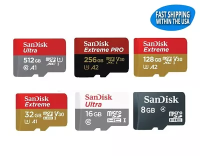 Sandisk Micro SD Card 64GB 128GB 256GB 512GB Extreme Pro Ultra Memory Cards Lot • $59.32