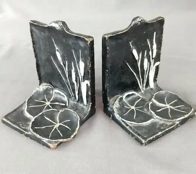 McClelland Barclay Art Nouveau Lily Pad & Cattail 1930'S Bronze Pair Of Bookends • $85