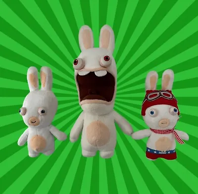 Raving Rabbids Plush Lot Of 3 Rare Red Eye Variant Very Hard To Find 9  & 14  • $119.95