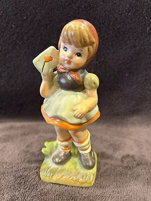 Vintage Ceramic Hand-painted Figurine Little Girl W/Heart-Sealed Letter 5.5  • $11.80