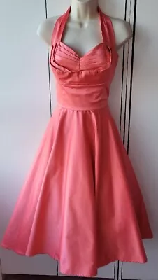 Va Va Voom! Candice Gwinn Dress Full Circlehalter Coral Sz 1050s • £65