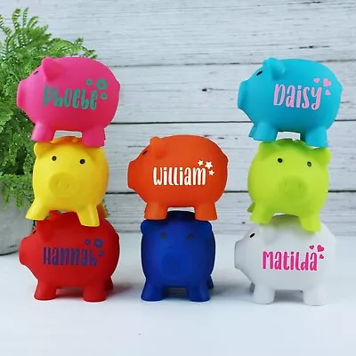 Kids Gift Personalised Small Piggy Bank Money Box Coins Children Saving Any Name • £8.99