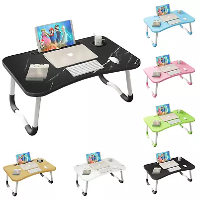 Folding Laptop Table Stand Bed Tray Sofa Lap Computer Desk Notebook Breakfast • £11.99