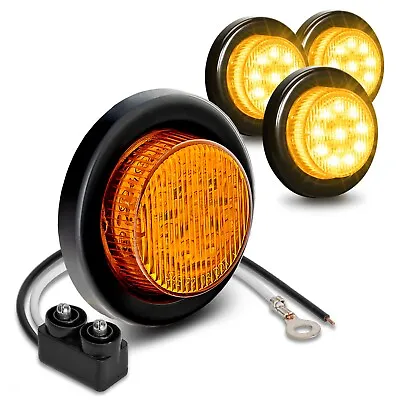 4pc 2-Inch DOT Amber Round Trailer LED Marker Lights W/ Grommet For Truck • $21.50