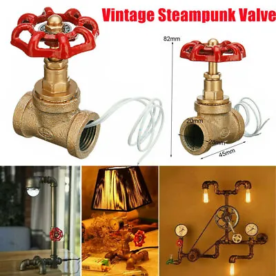 1/2'' Vintage Steampunk Stop Valve Light Switch For Water Pipe Lamp W/red Handle • $15.58