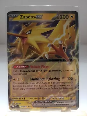 Zapdos Ex Scarlet & Violet 151 145/165 Double Rare Holo Pokémon TCG | NM/M  • $2.29