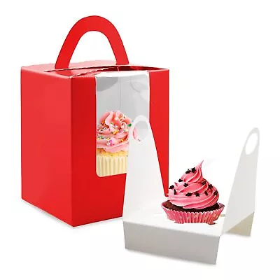 30 Pack Portable Cupcake Boxes Individual Cupcake Containers With Handle • $21.19