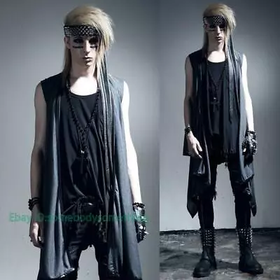 Punk Gothic Men Rave Visual Kei Vest Rock Fashion Clothing Jacket Summer • $33.73