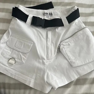 $10 • Buy I.AM.GIA Cargo Shorts Size XS Women's Harper Utility With Belt White High Rise