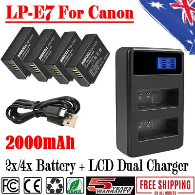 4× LP-E17 Battery + Dual Charger For Canon EOS 200D Mark II 750D 760D Rebel Kiss • $38.99