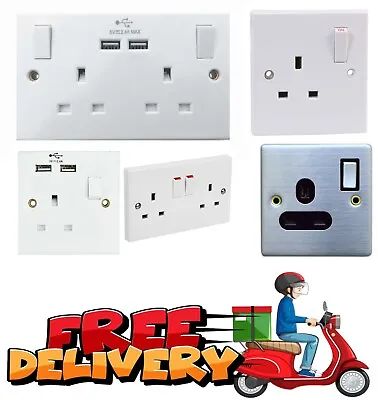 UK Switched Plug Sockets Light Electrical Wall Socket 13 Amp • £7.99