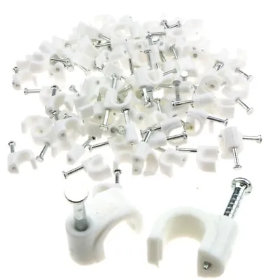 £1.99 • Buy Round Cable Clips Wall 4mm 5mm 6mm 7mm 8mm 9mm 10mm 12mm  White Black Nail Plugs