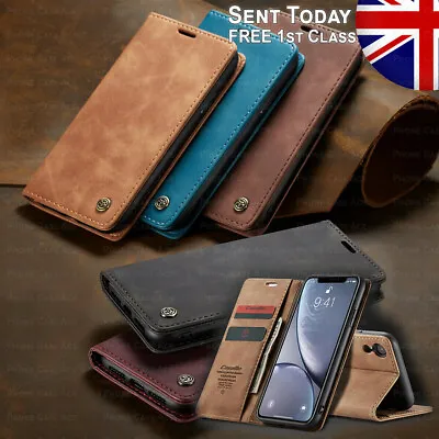 Suede Leather Wallet Case Flip Cover For IPhone 7 X 11 12 13 Mini Pro Max CaseMe • £5.55