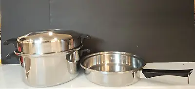 Amway Queen Stainless 3 Pc Set Multi-Ply Cookware 6 Quart Dutch Oven W Pan & Lid • $135.86