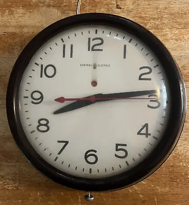 Vintage General Electric 9” Round Wall School Clock Model 2908a Red Dot. Works!! • $200