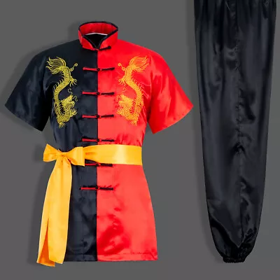 Silk Kung Fu Taichi Uniform Martial Arts Suit Clothes Dragon Embroidery 5 Colors • £35.99