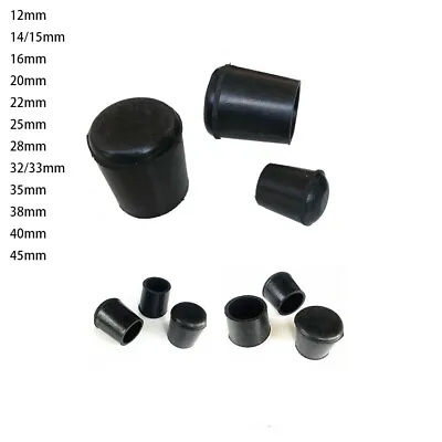 $3.92 • Buy Round Black Rubber, Chair ,Table, Feet, Pipe Tubing End Cover Caps 12mm - 45mm
