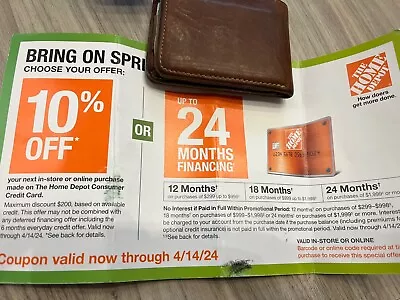 Home Depot Coupon 10% Off In Store Or Online OR 24 Months Financing Exp 4/14/24 • $19.99