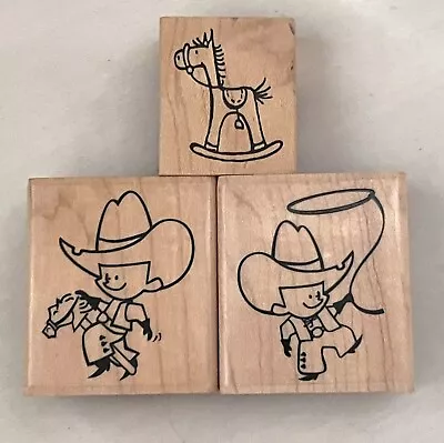 The Cats Pajamas COWBOY Horse Western Mini Rubber Stamps Lot Of 3 • $14.98