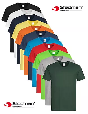 £7.75 • Buy Stedman Plain Cotton Mens Vee V-Neck Tees Tee T-Shirt Tshirt
