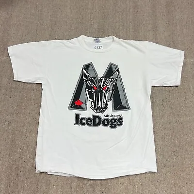 Vintage Mississauga Ice Dogs Shirt Mens XL White 90s OHL Niagara • $22.99
