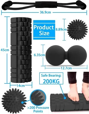 Foam Roller Yoga Roller Muscle Roller Stick Spike Massage Ball Loop Black • $88.99