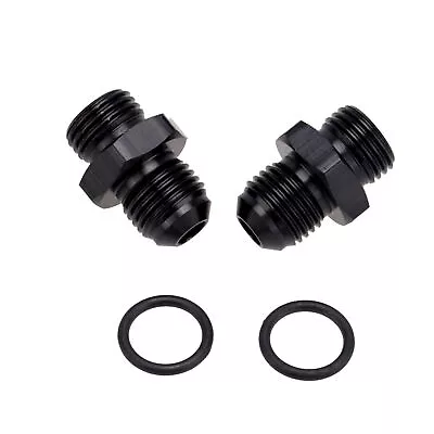 2PCS ORB-6 O-ring Boss AN6 6AN To AN 6 -6AN Male Adapter Fitting Black W/ O-Ring • $8.19