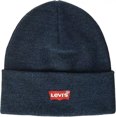 Levis Red Batwing Embroidery Logo Beany / Wooly Hat 230791 - Blue • £19.99